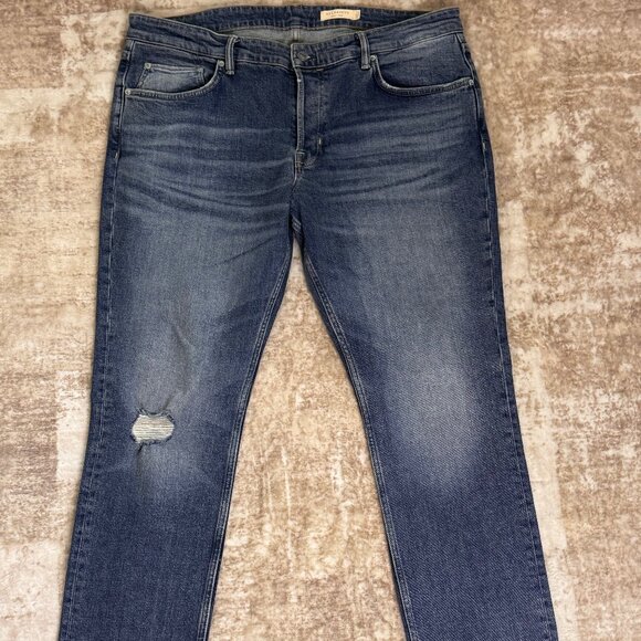 Allsaints "Rex" Slim Straight Lightly Distressed Stretch Jeans in Med Blue, 38 - Picture 2 of 6